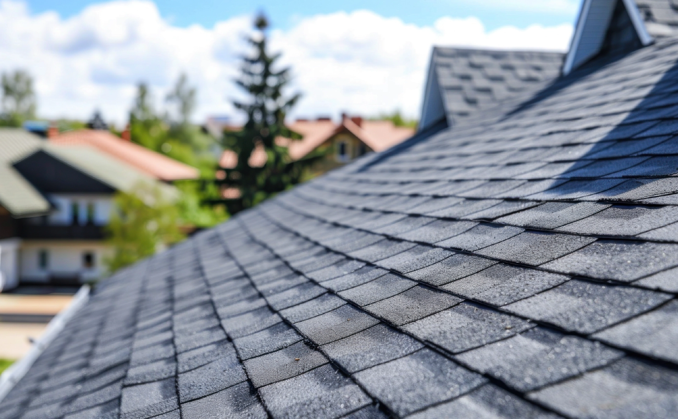 Close-up View of a Black Shingle Roof