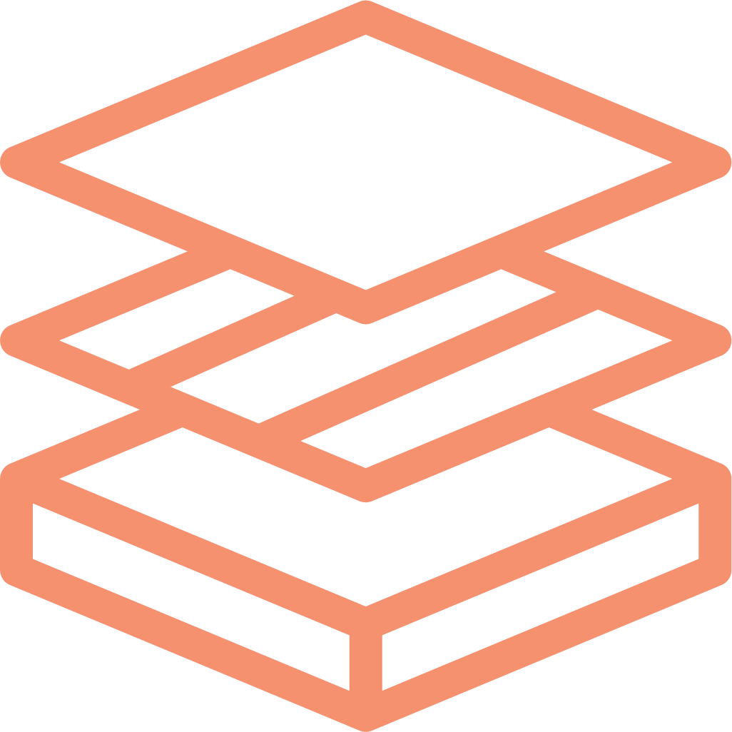 Orange icon of a flat roofing system.